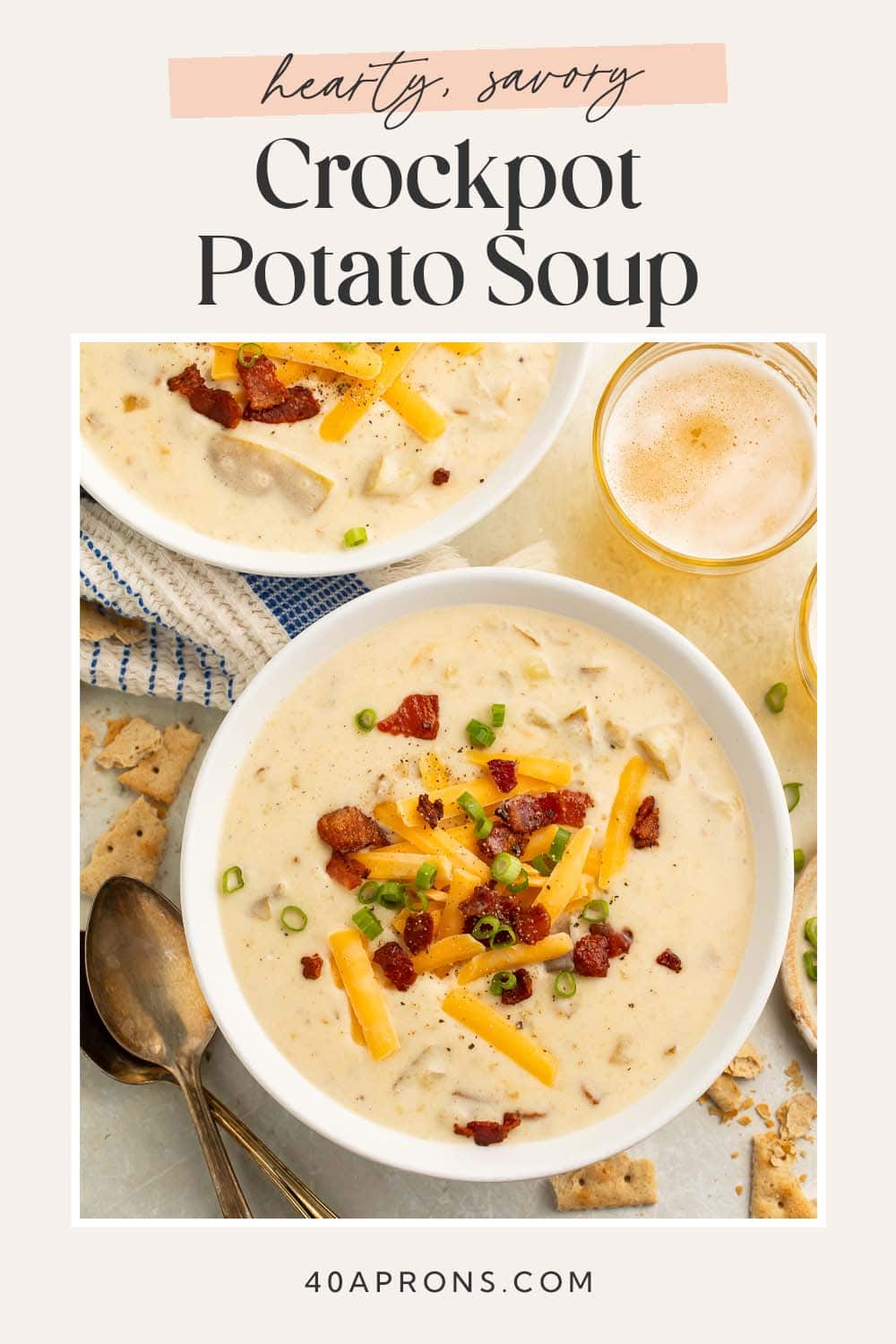 Pin graphic for Crockpot potato soup.