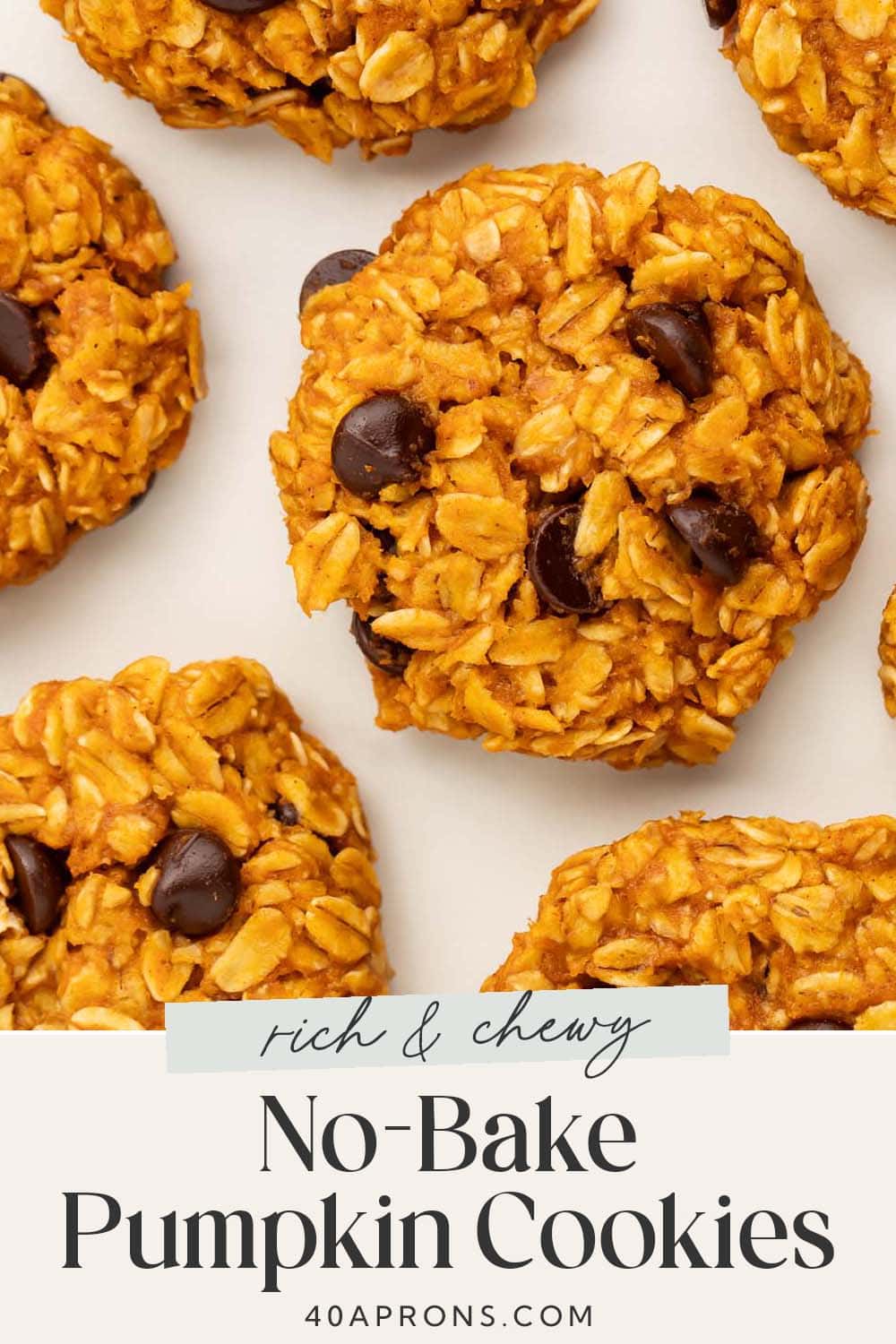 Pin graphic for pumpkin no-bake cookies.