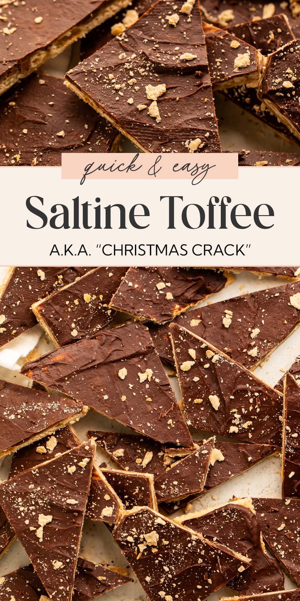 Pin graphic for saltine toffee.