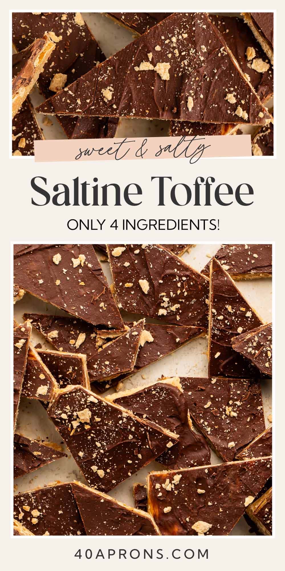 Pin graphic for saltine toffee.