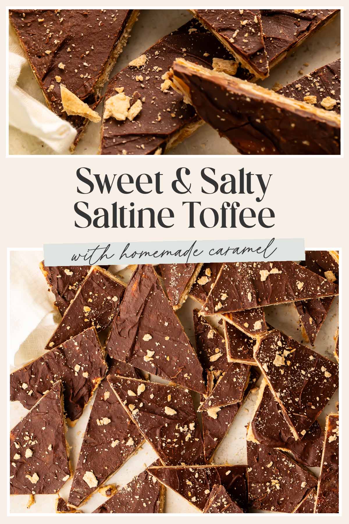 Pin graphic for saltine toffee.