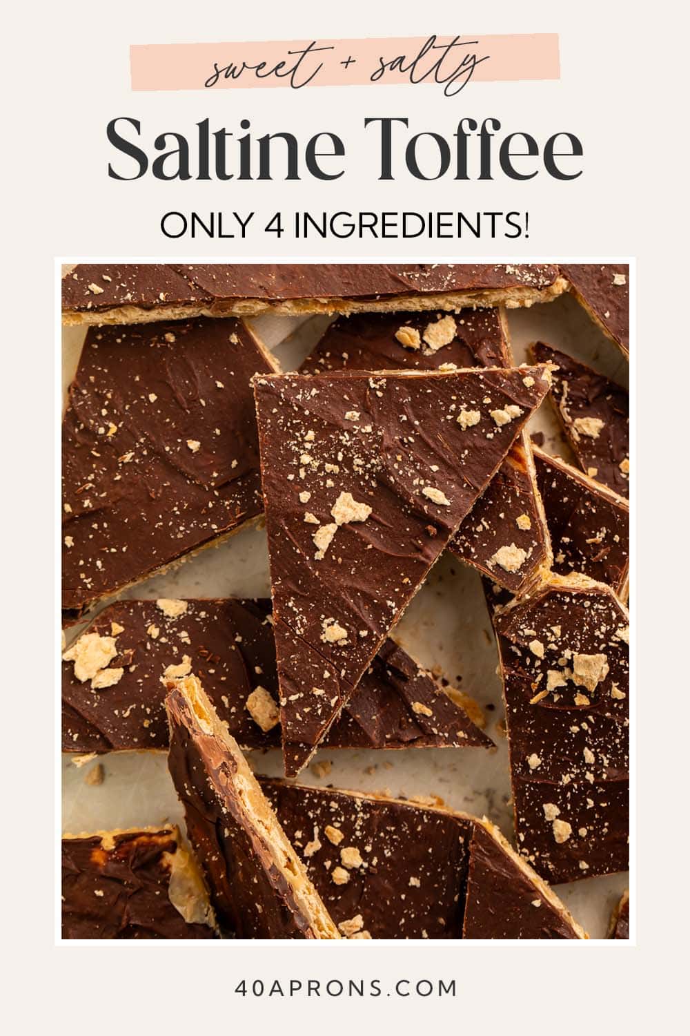 Pin graphic for saltine toffee.