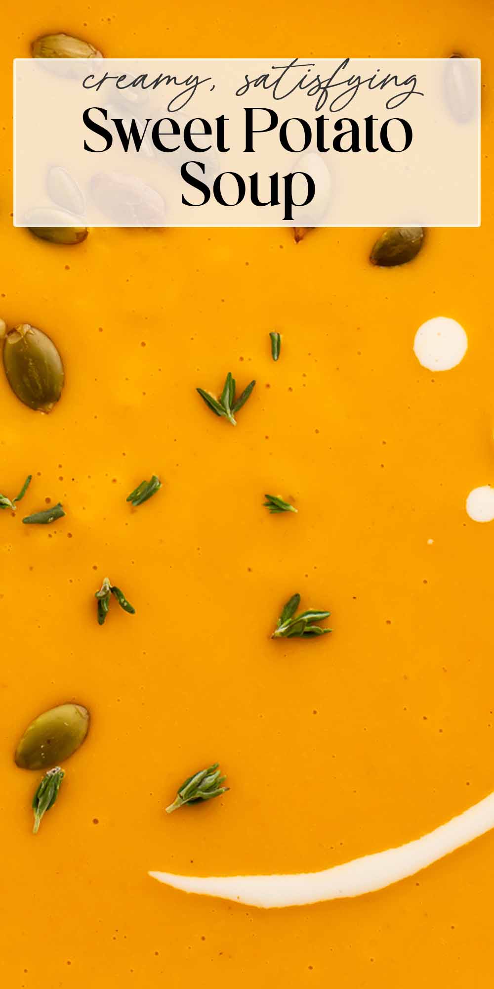 Pin graphic for sweet potato soup.