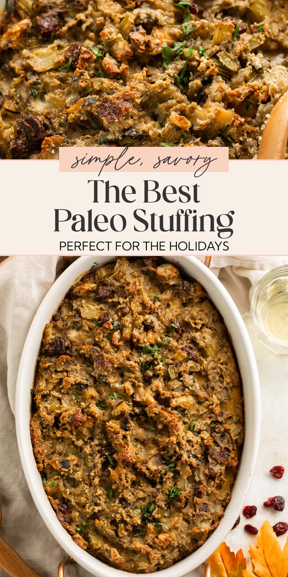 Pin graphic for paleo stuffing.