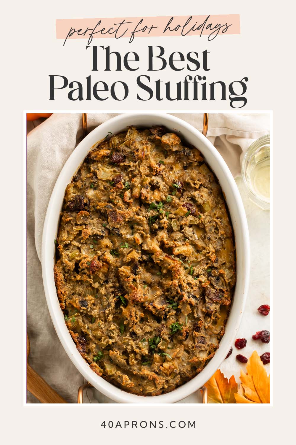 Pin graphic for paleo stuffing.