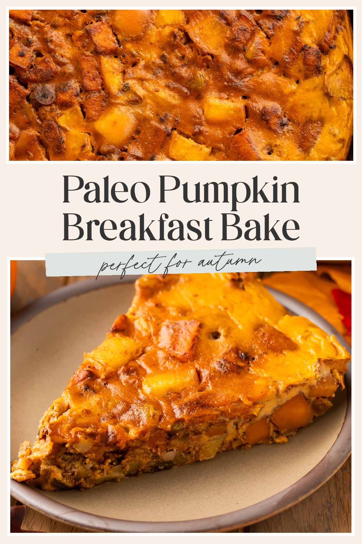 Pin graphic for paleo pumpkin breakfast bake.