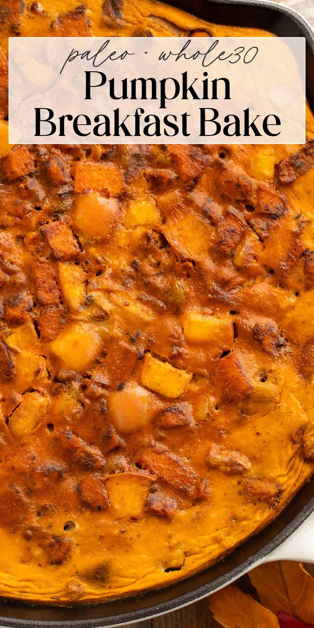 Pin graphic for paleo pumpkin breakfast bake.