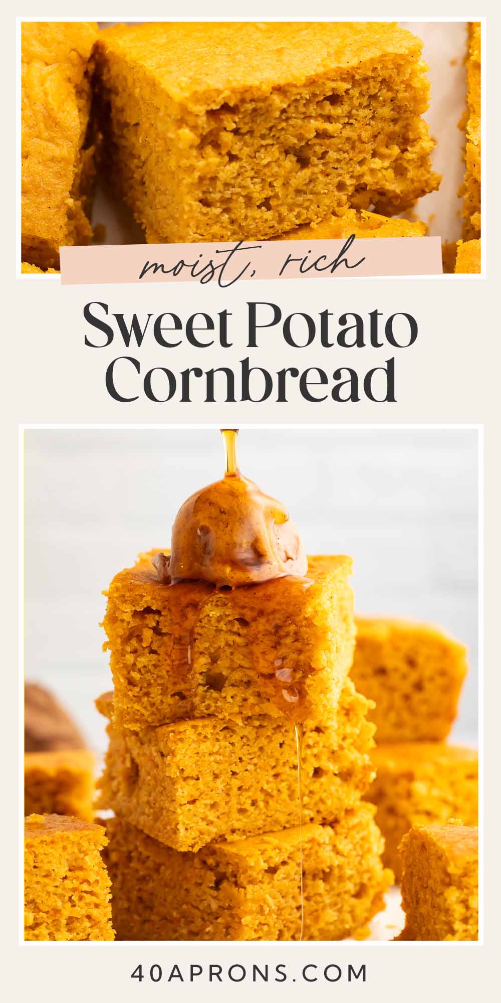 Pin graphic for sweet potato cornbread.