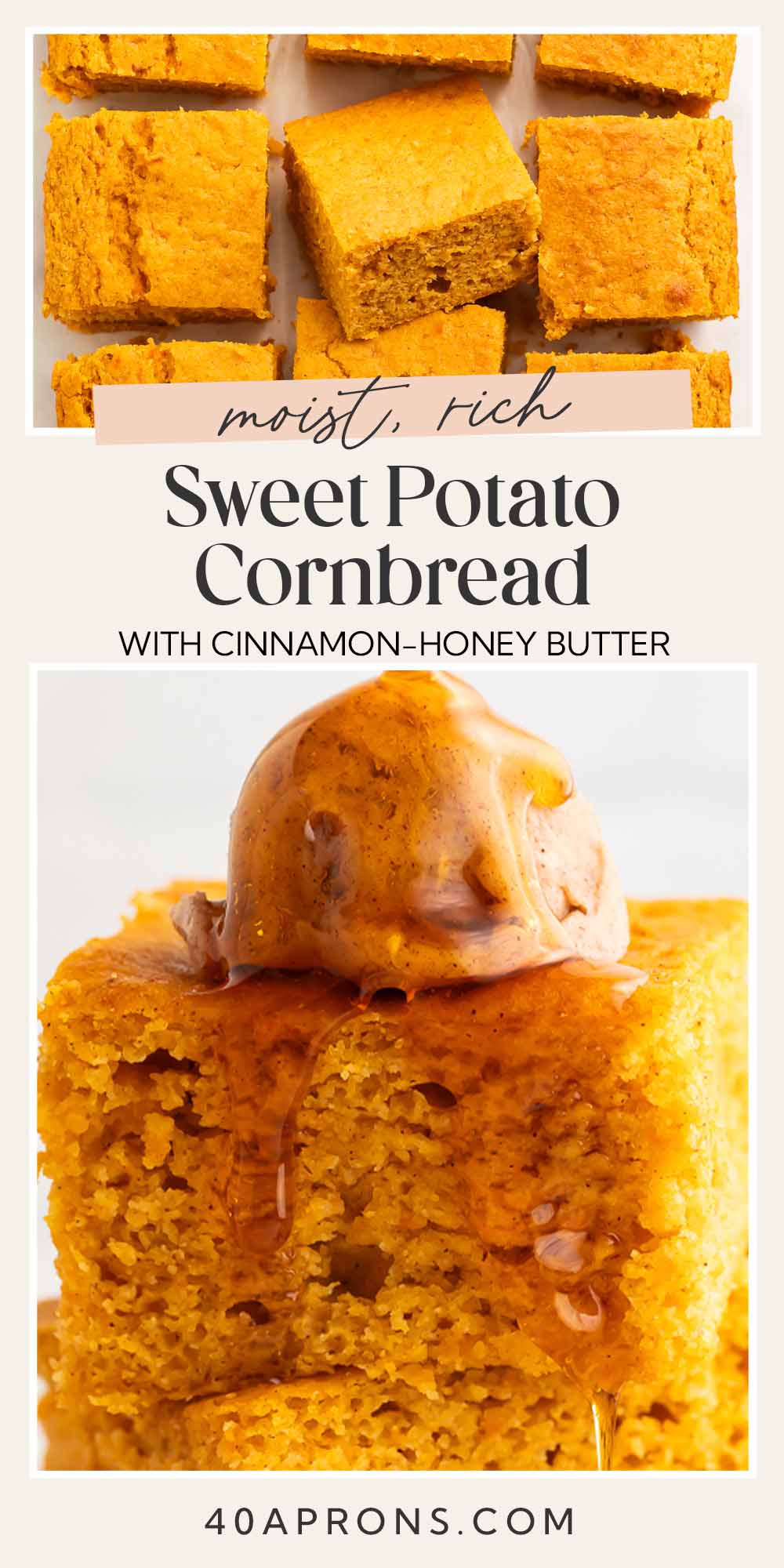 Pin graphic for sweet potato cornbread.