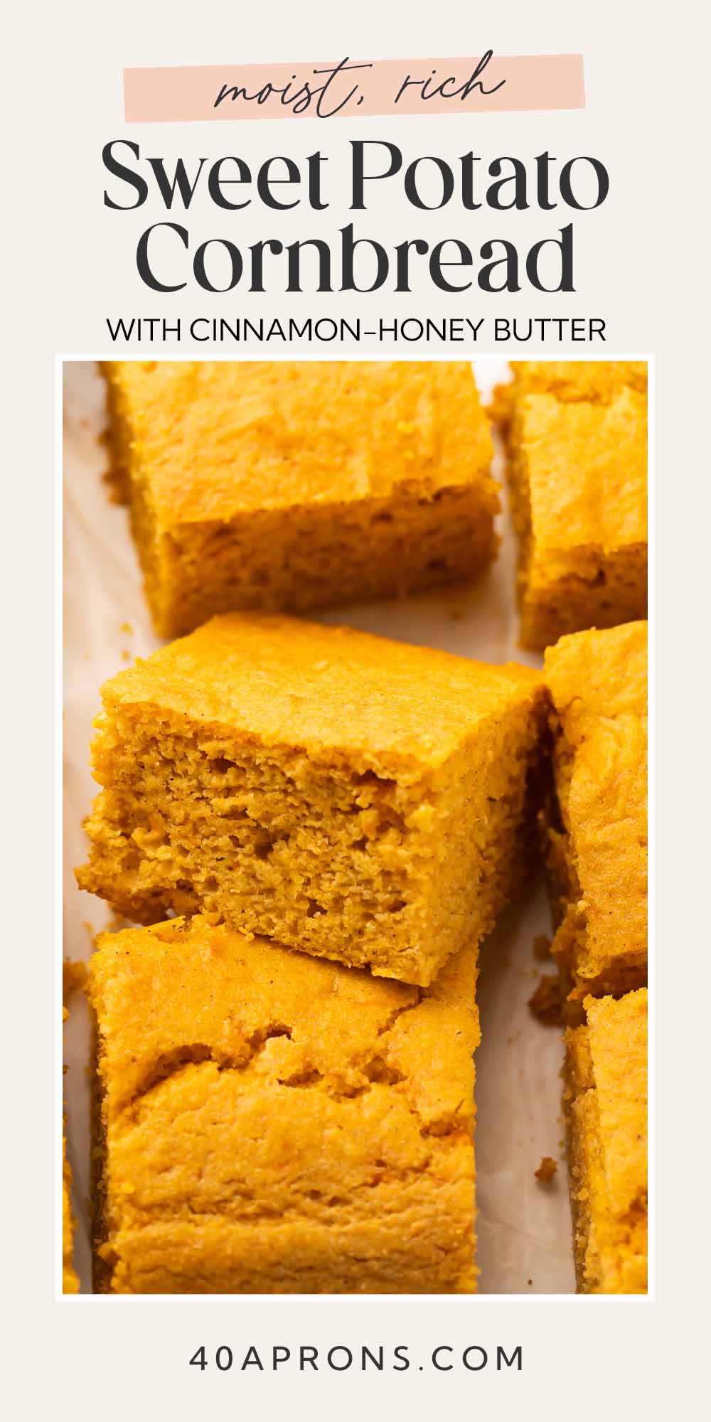 Pin graphic for sweet potato cornbread.