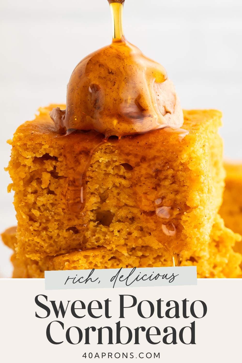 Pin graphic for sweet potato cornbread.