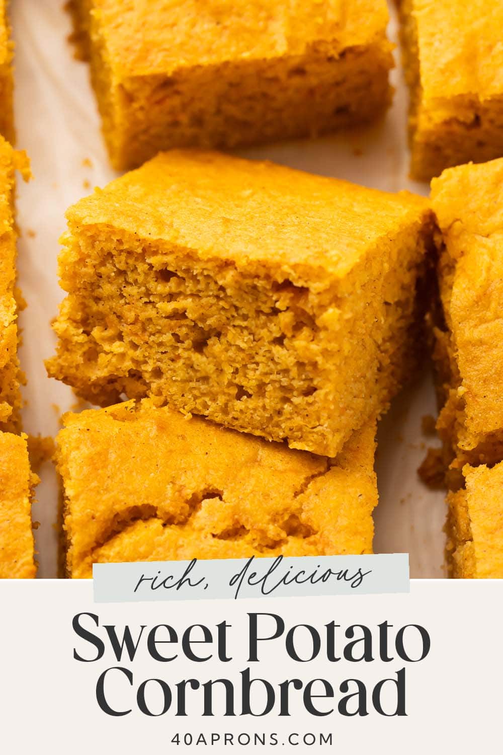 Pin graphic for sweet potato cornbread.