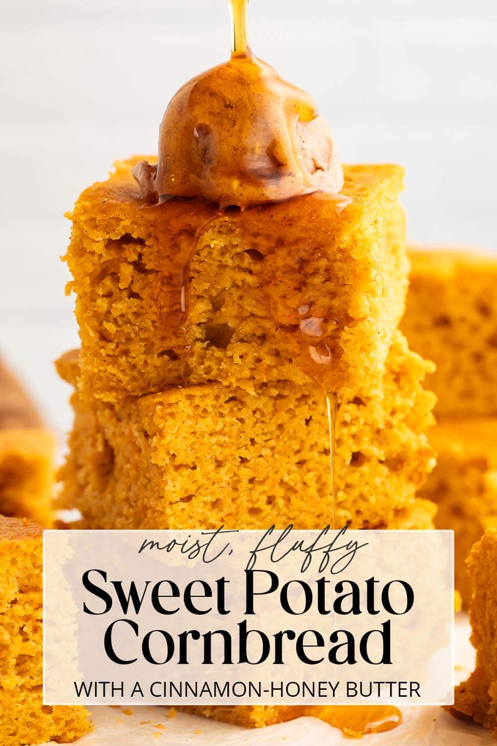 Pin graphic for sweet potato cornbread.