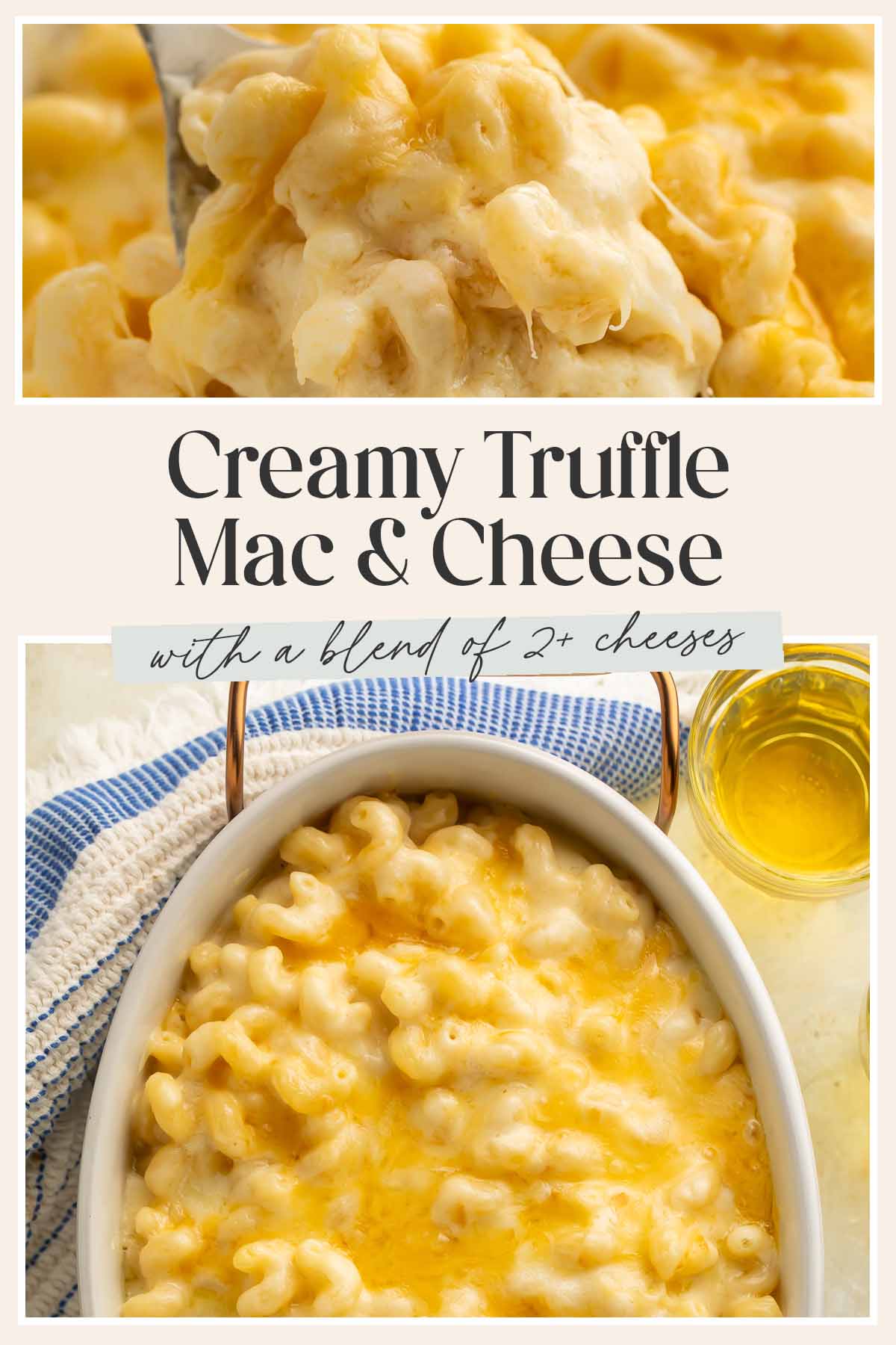 Pin graphic for truffle mac and cheese.