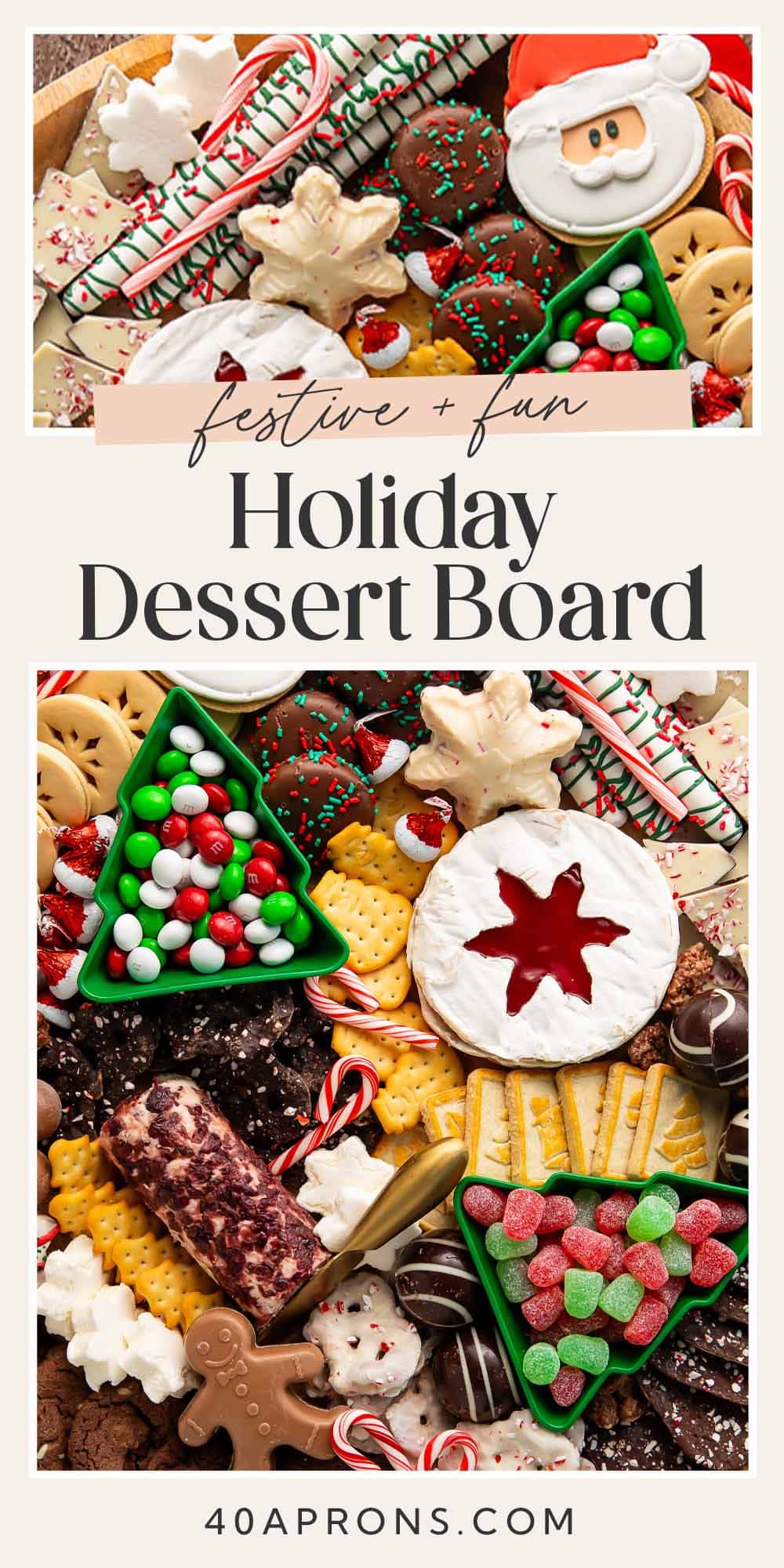 Pin graphic for Christmas dessert board.