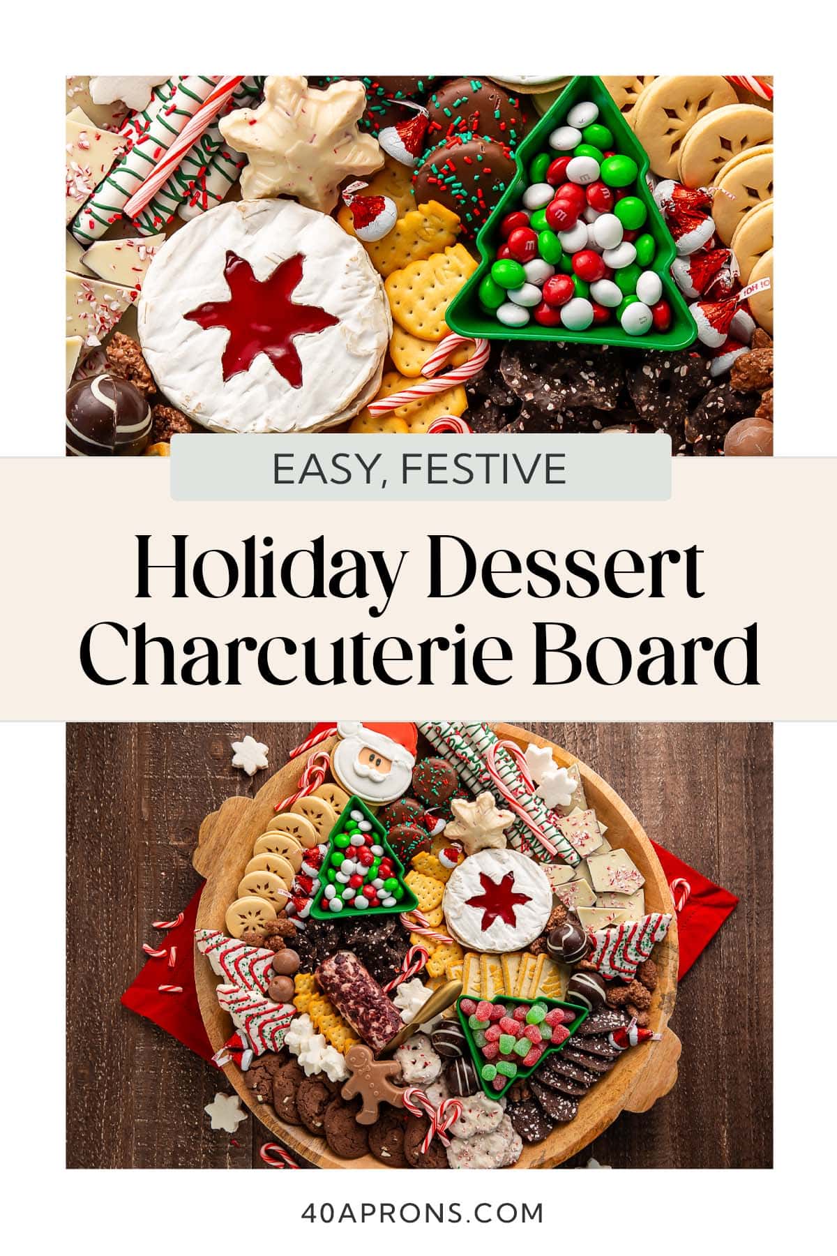 Pin graphic for Christmas dessert board.