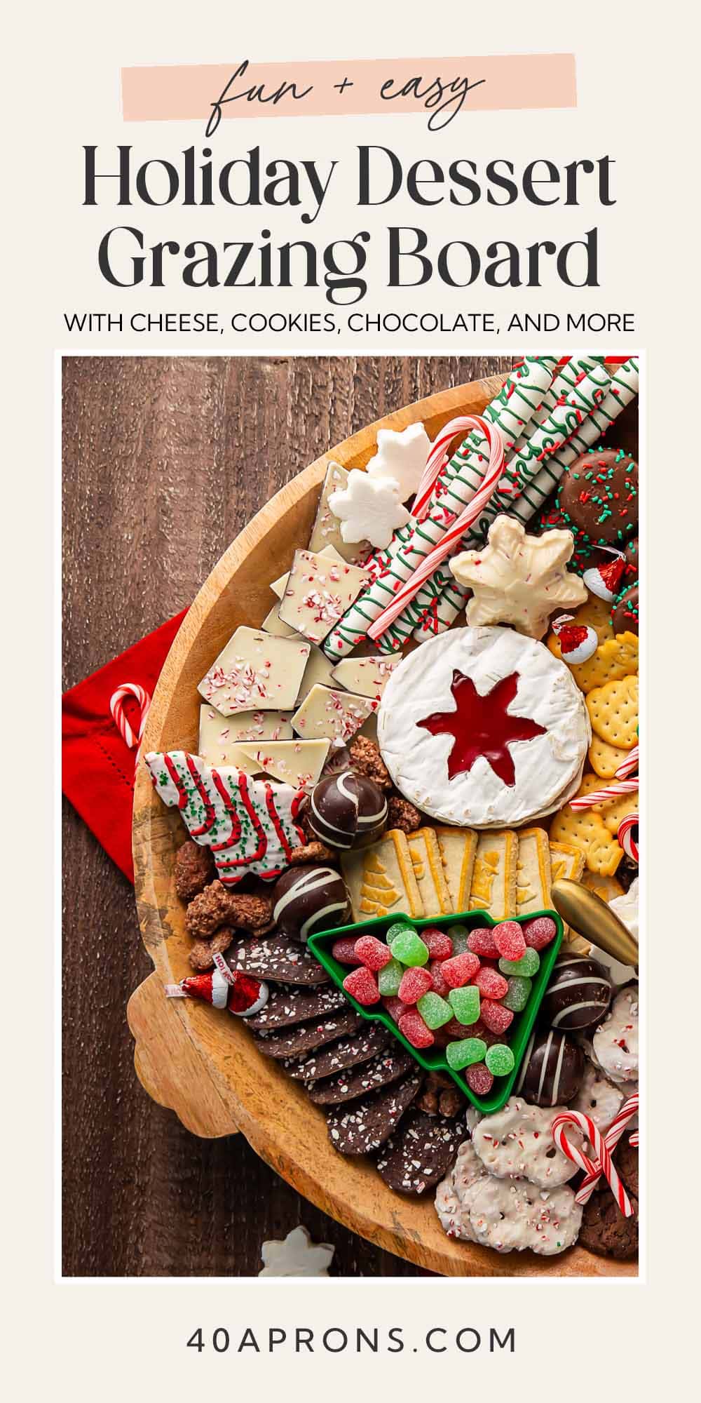 Pin graphic for Christmas dessert board.