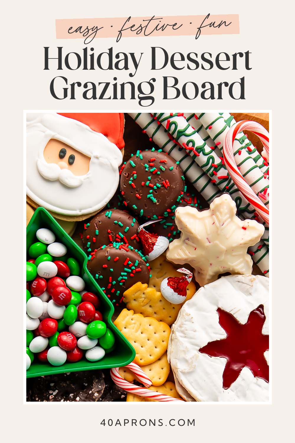 Pin graphic for Christmas dessert board.