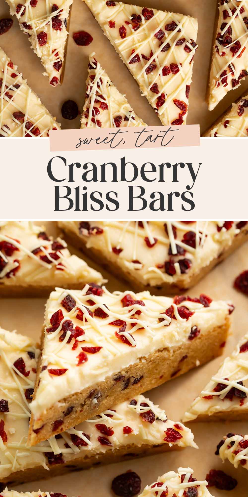 Pin graphic for cranberry bliss bars.