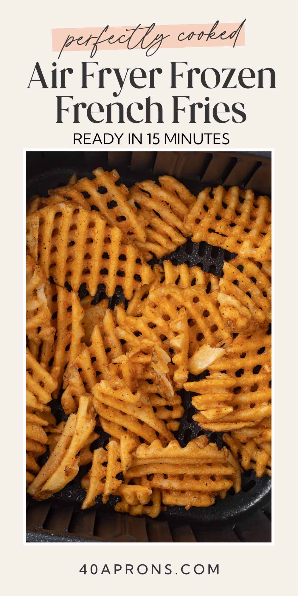 Pin graphic for air fryer frozen french fries.