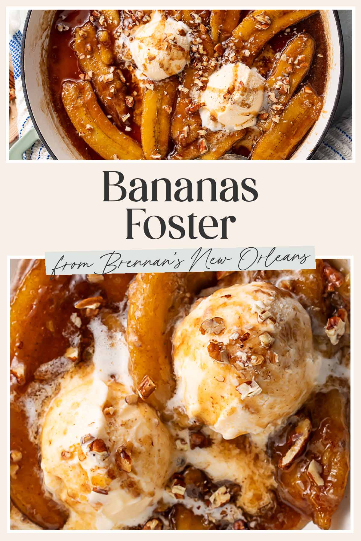 Pin graphic for bananas foster.