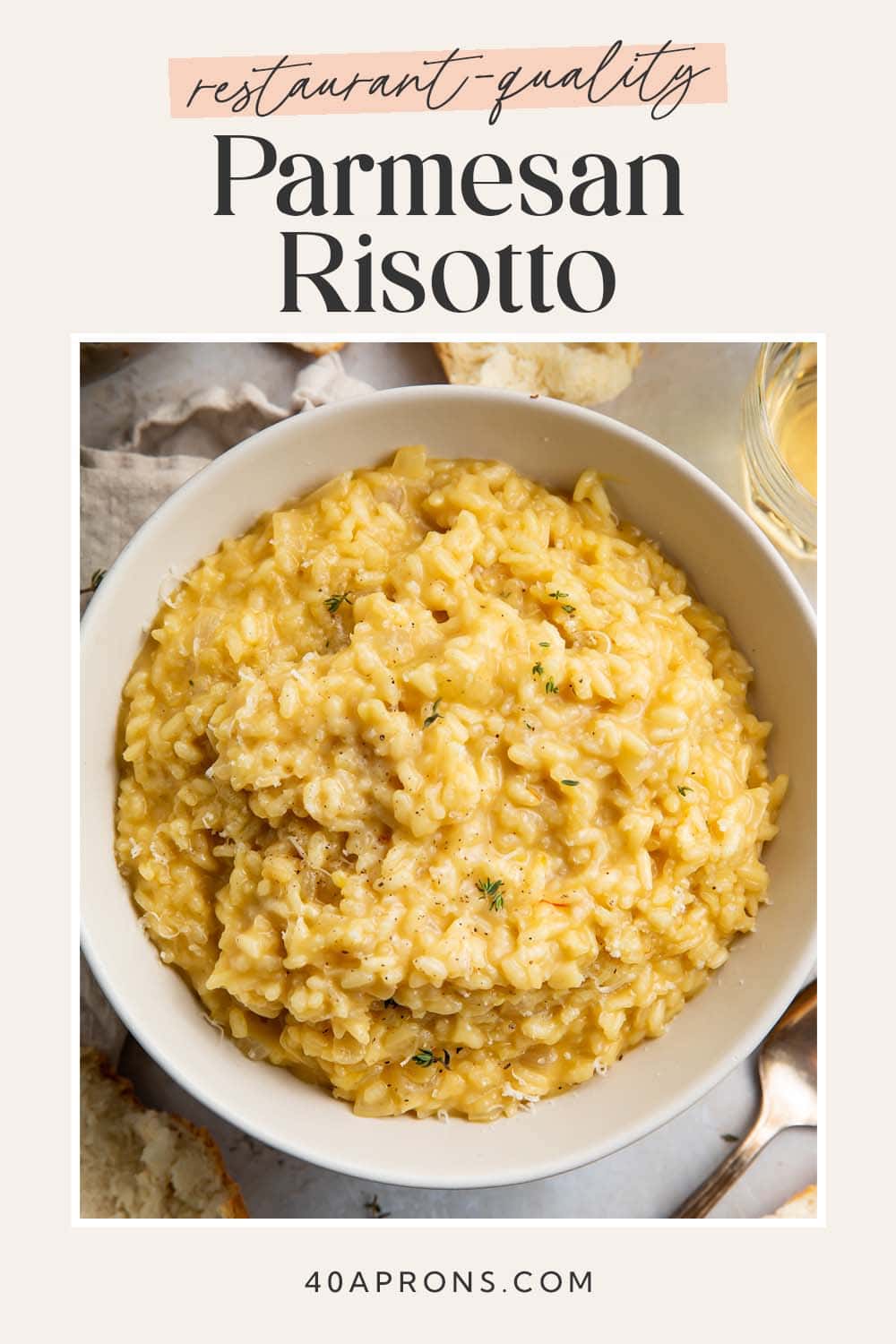 Pin graphic for the best ever risotto recipe.