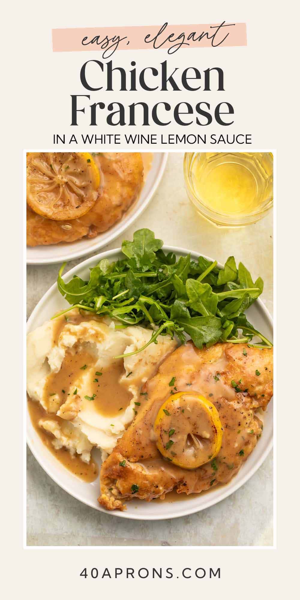 Pin graphic for chicken francese.