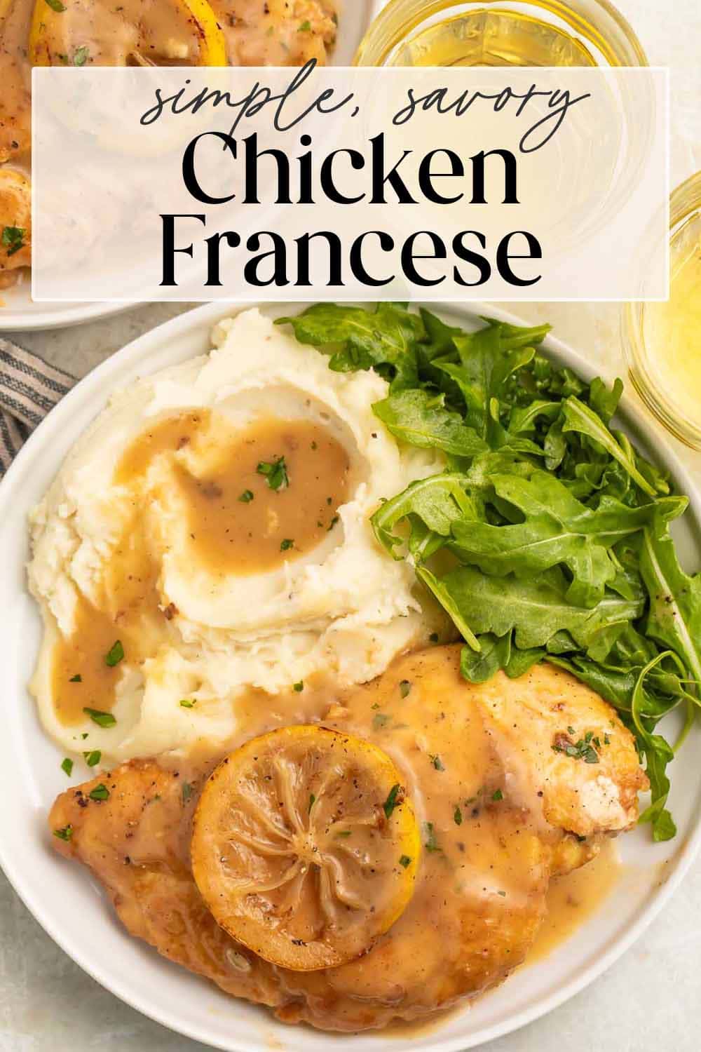 Pin graphic for chicken francese.