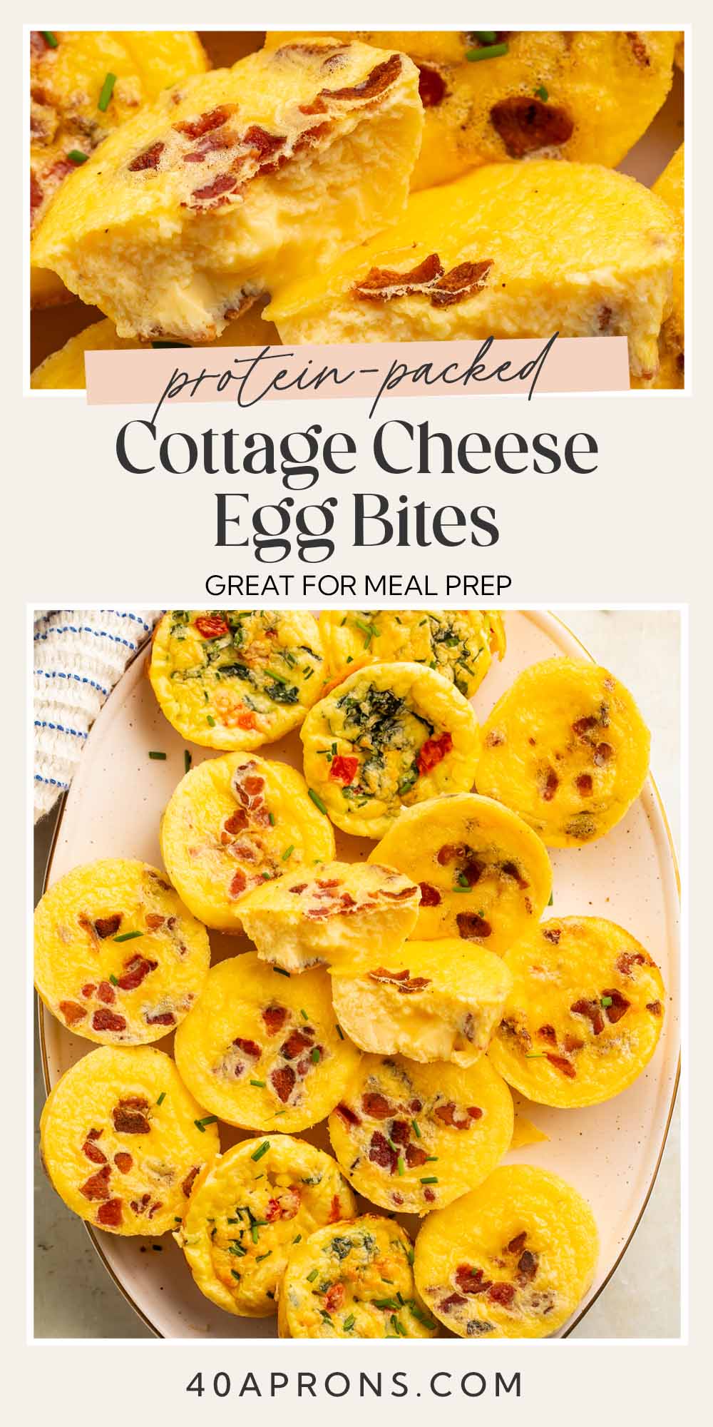 Pin graphic for egg bites with cottage cheese.