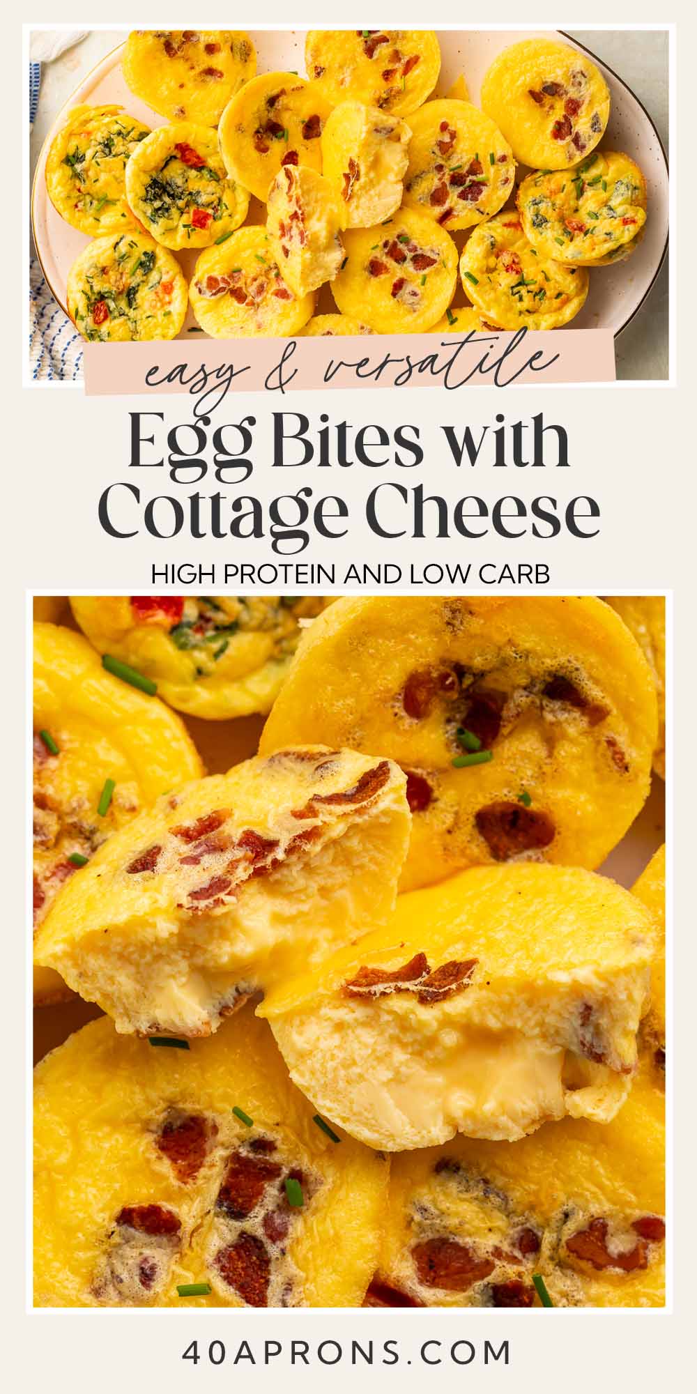 Pin graphic for egg bites with cottage cheese.