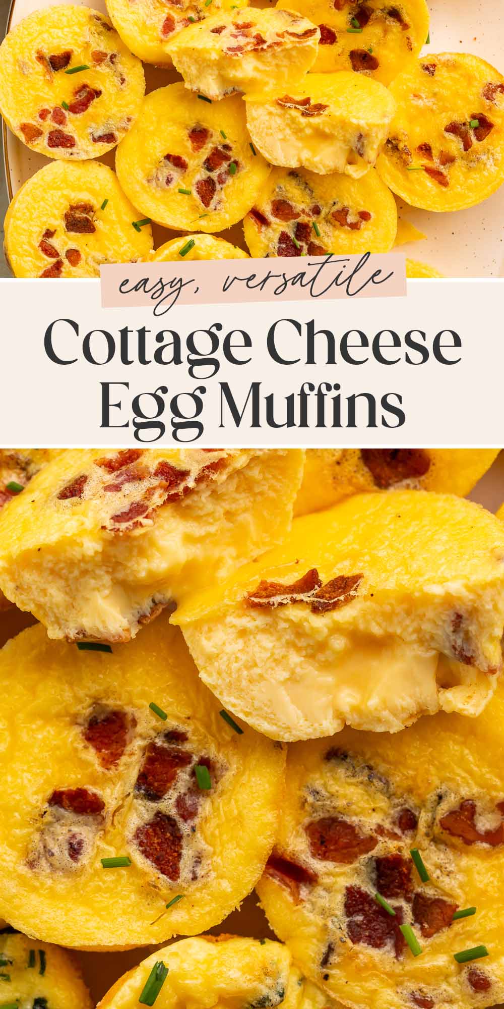 Pin graphic for egg bites with cottage cheese.