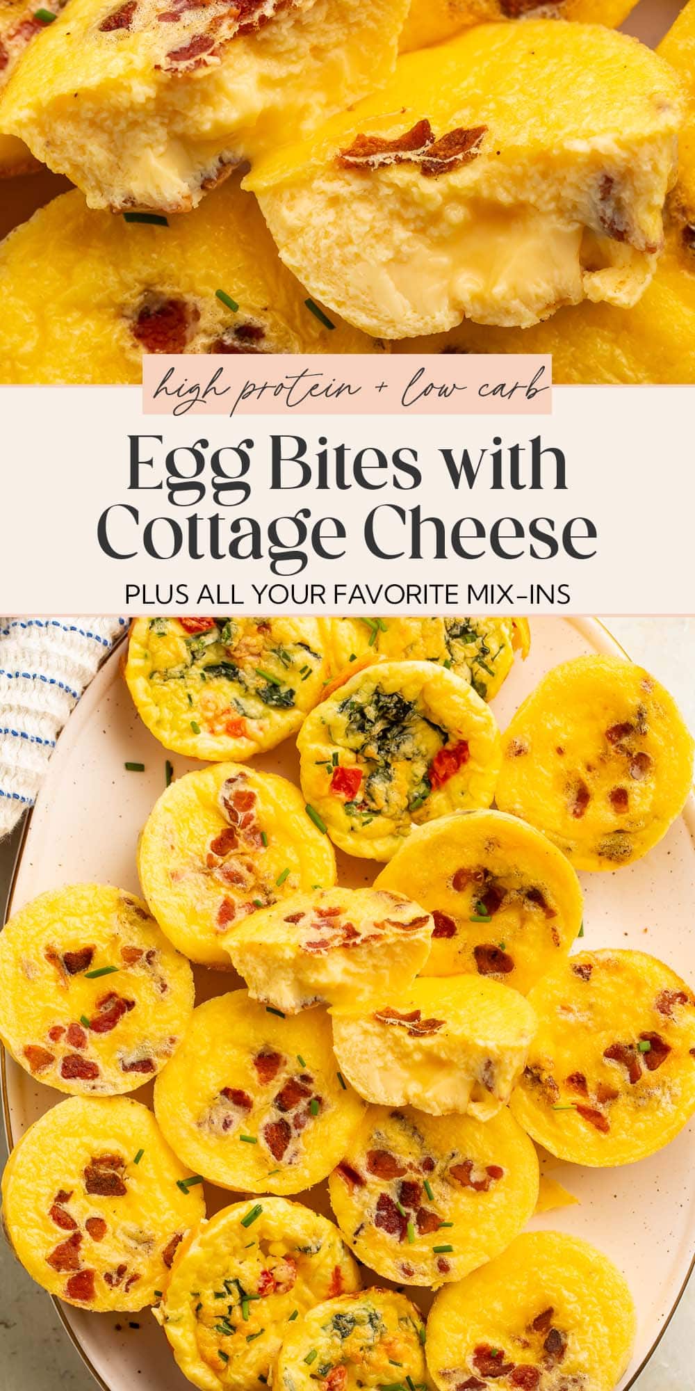 Pin graphic for egg bites with cottage cheese.