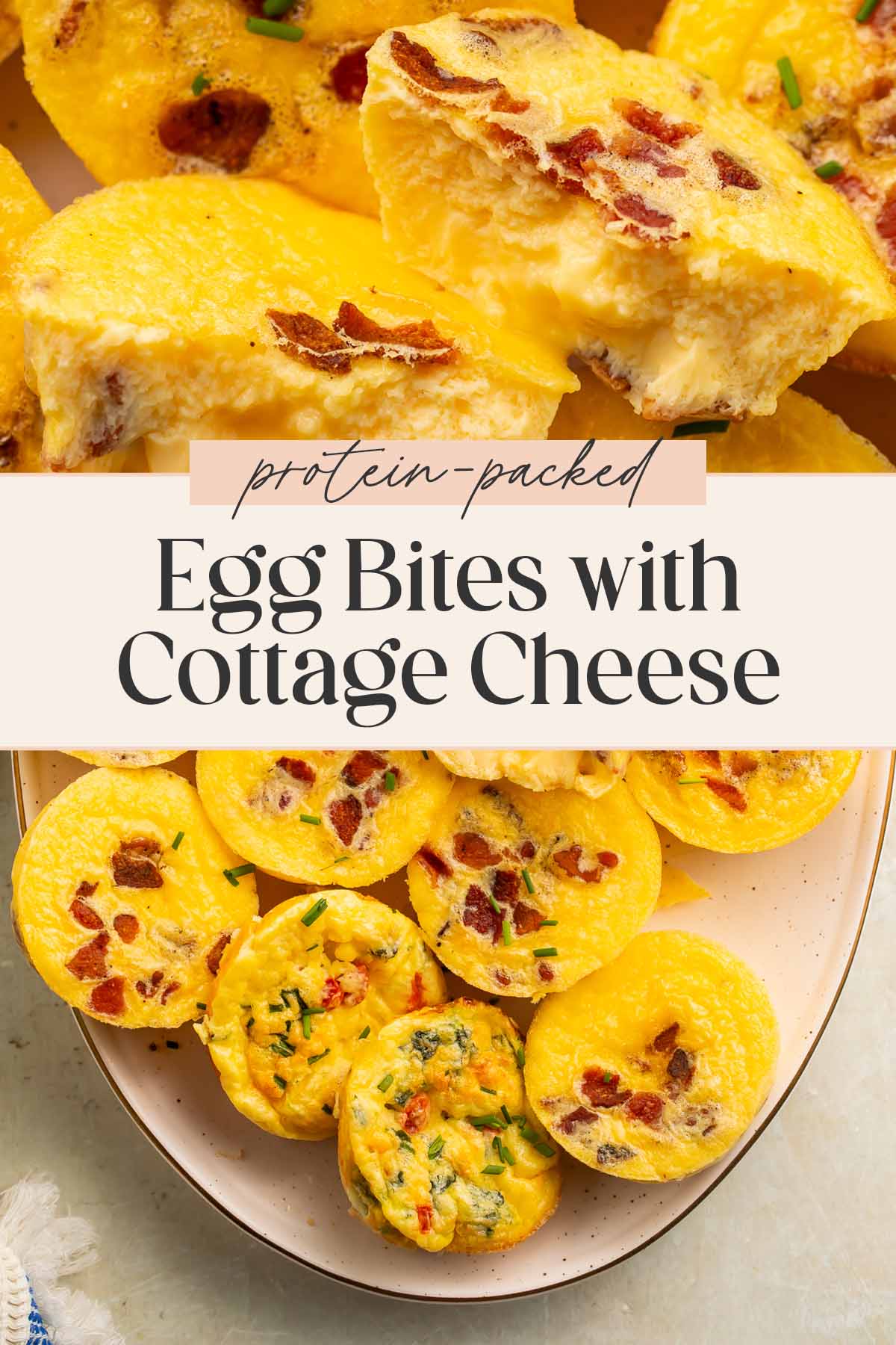 Pin graphic for egg bites with cottage cheese.