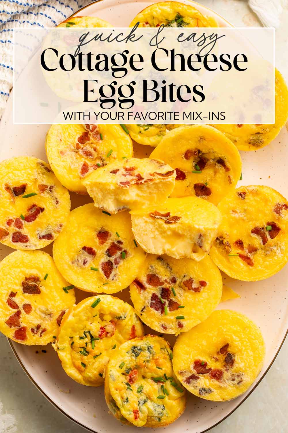 Pin graphic for egg bites with cottage cheese.