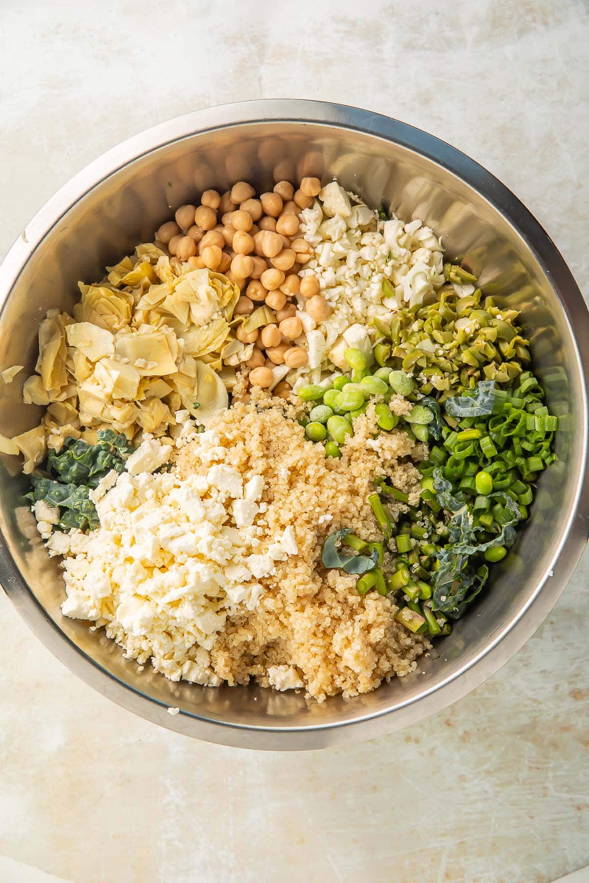 Ingredients for my favorite detox salad in a large mixing bowl.