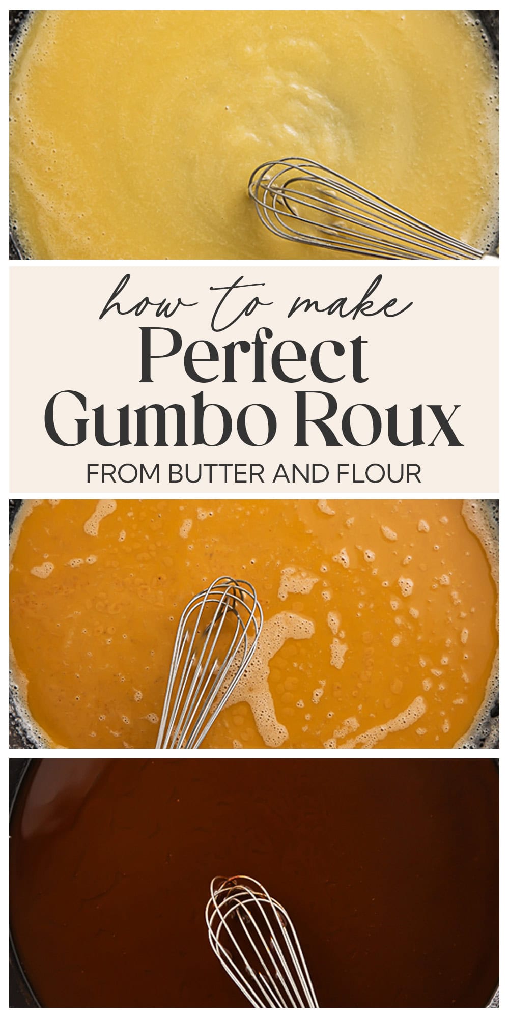 Pin graphic for gumbo roux.