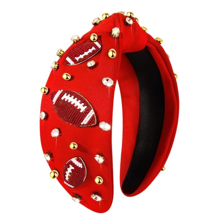 Red beaded football headband.