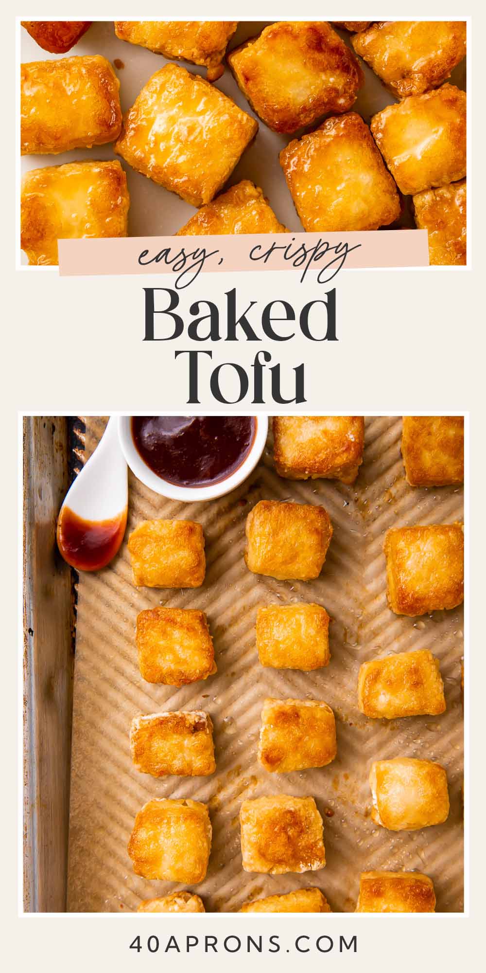 Pin graphic for crispy baked tofu.