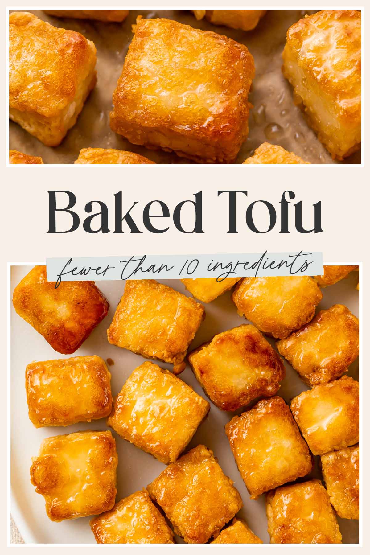 Pin graphic for crispy baked tofu.