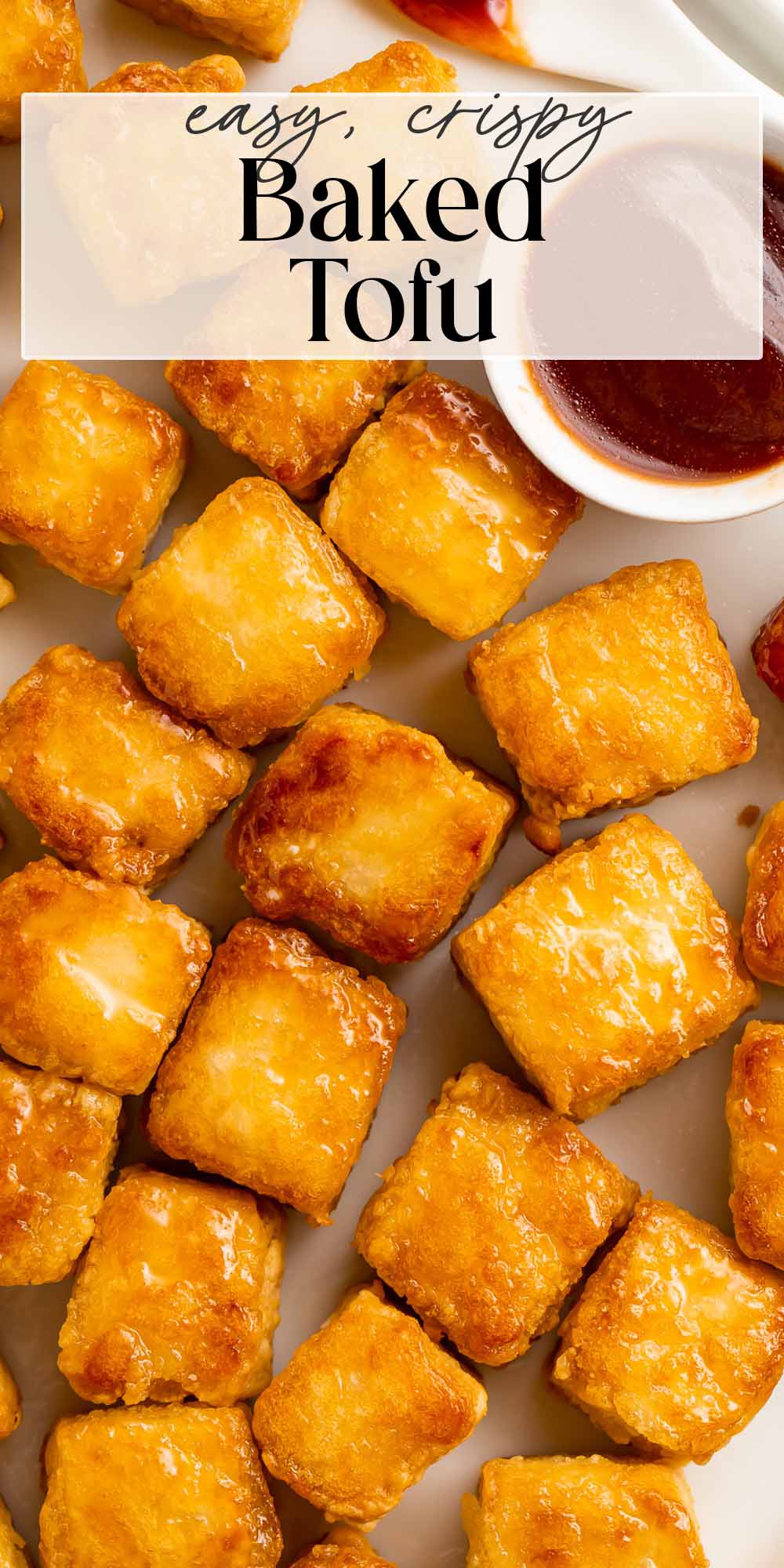 Pin graphic for crispy baked tofu.