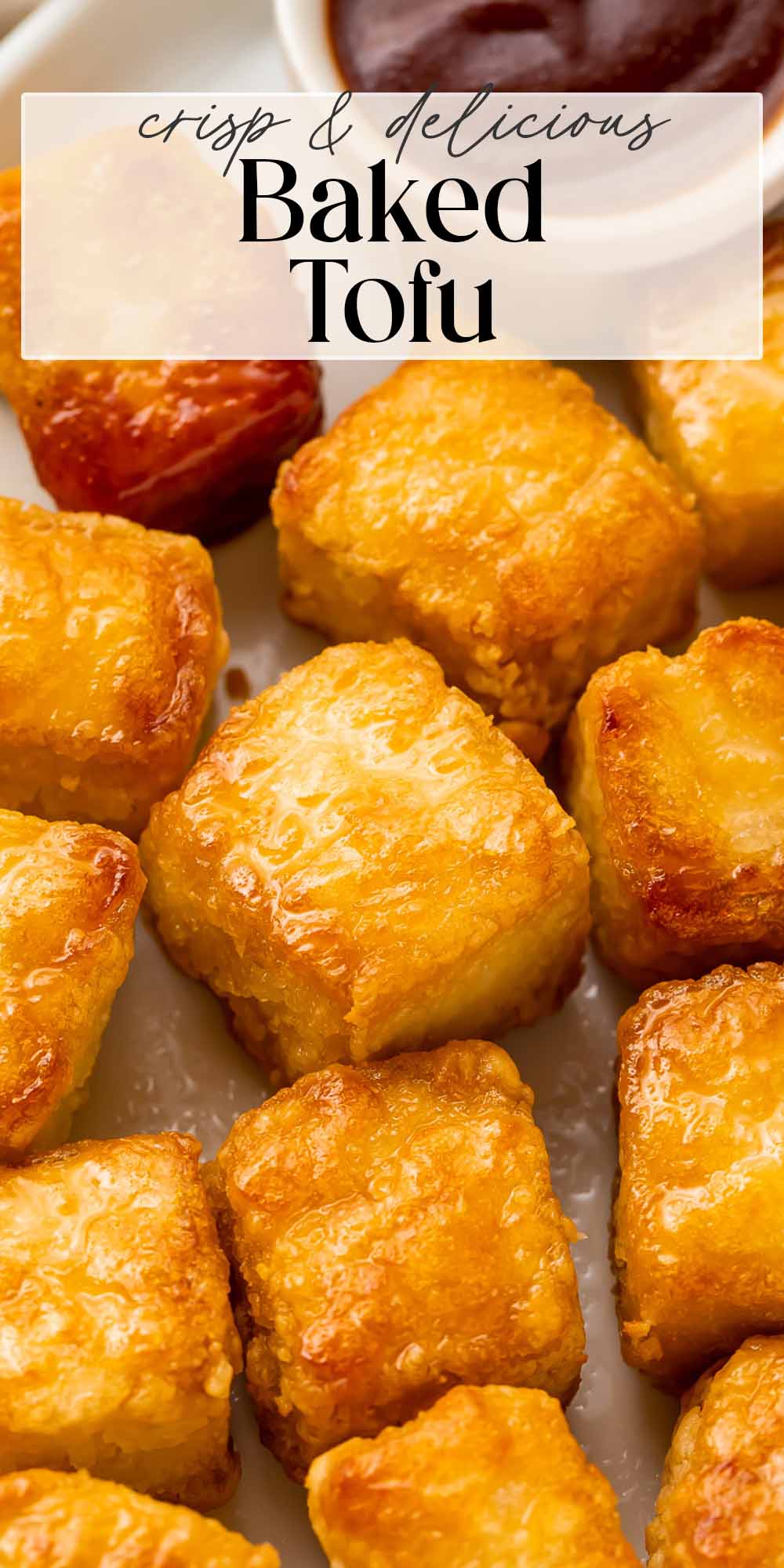 Pin graphic for crispy baked tofu.