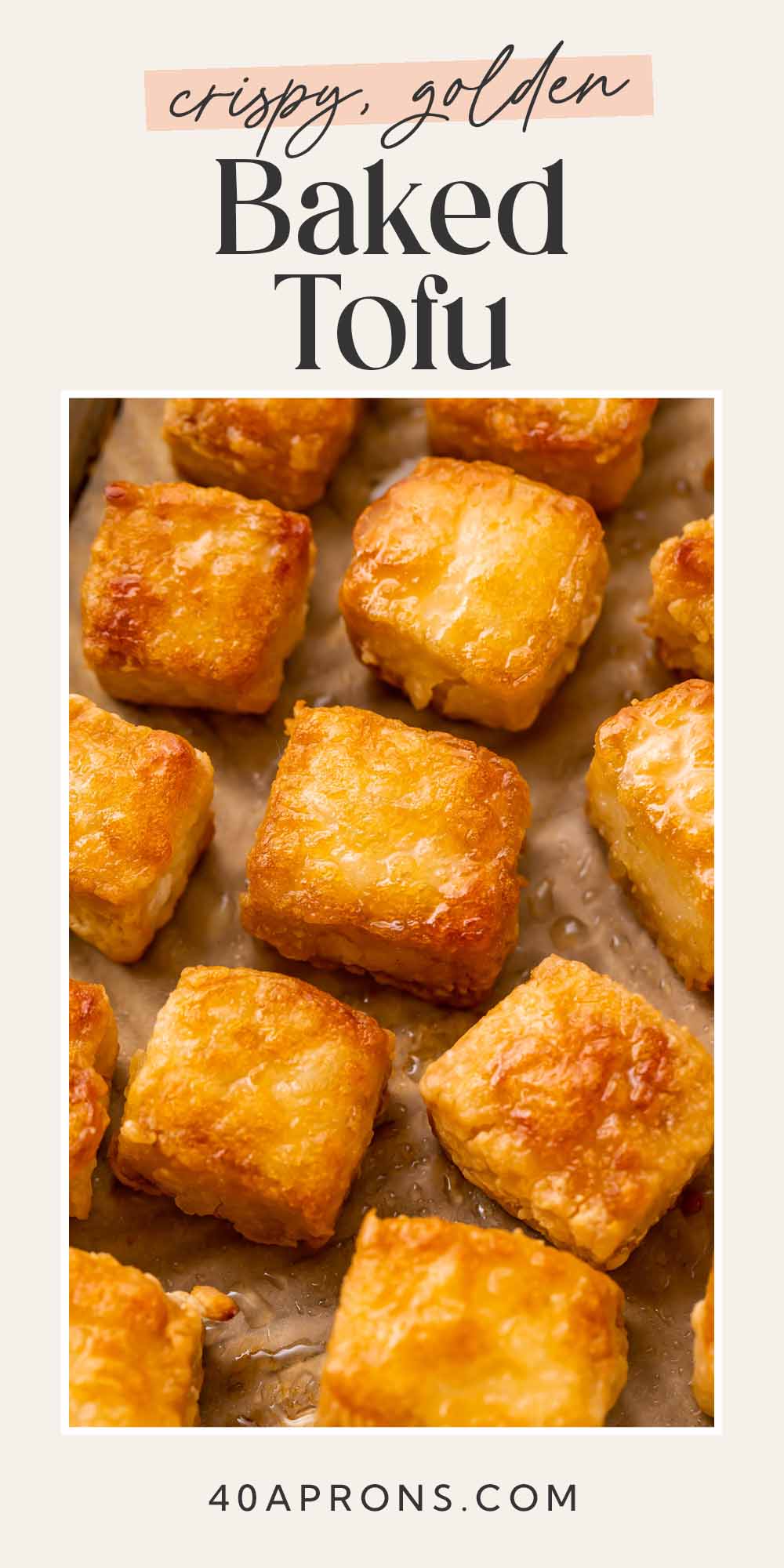 Pin graphic for crispy baked tofu.