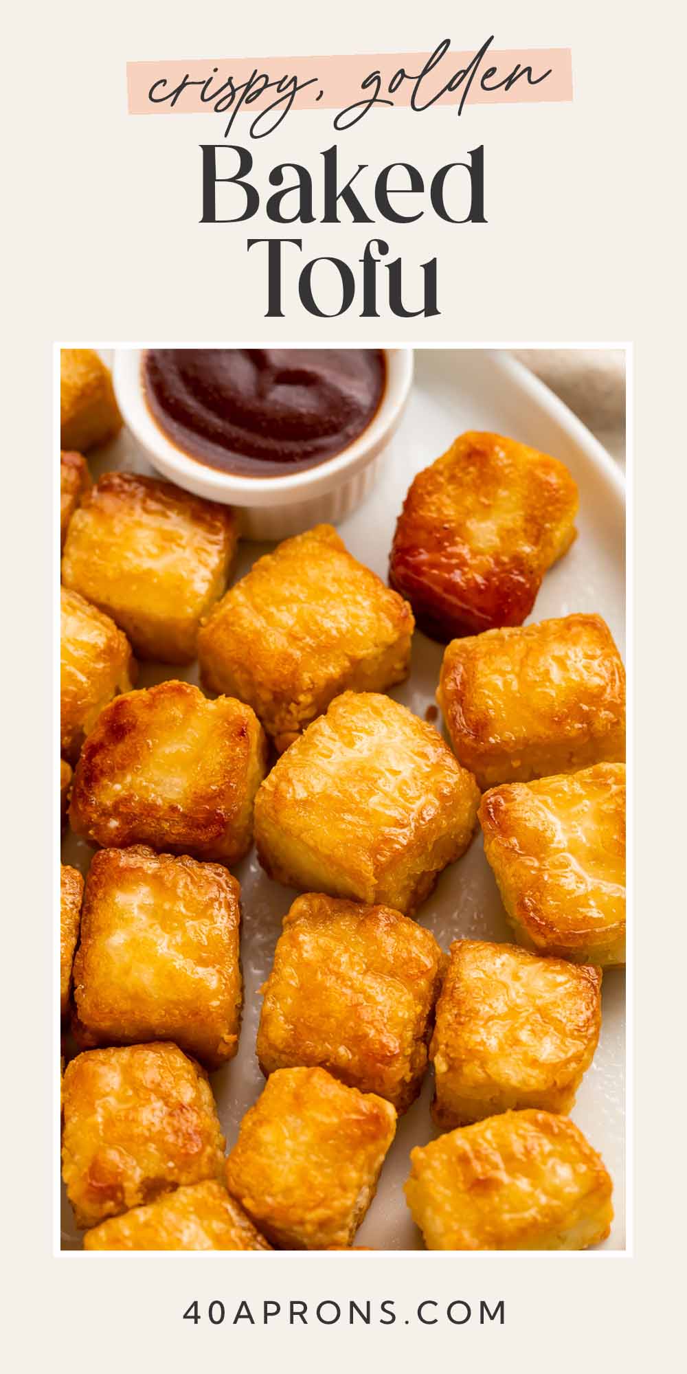 Pin graphic for crispy baked tofu.