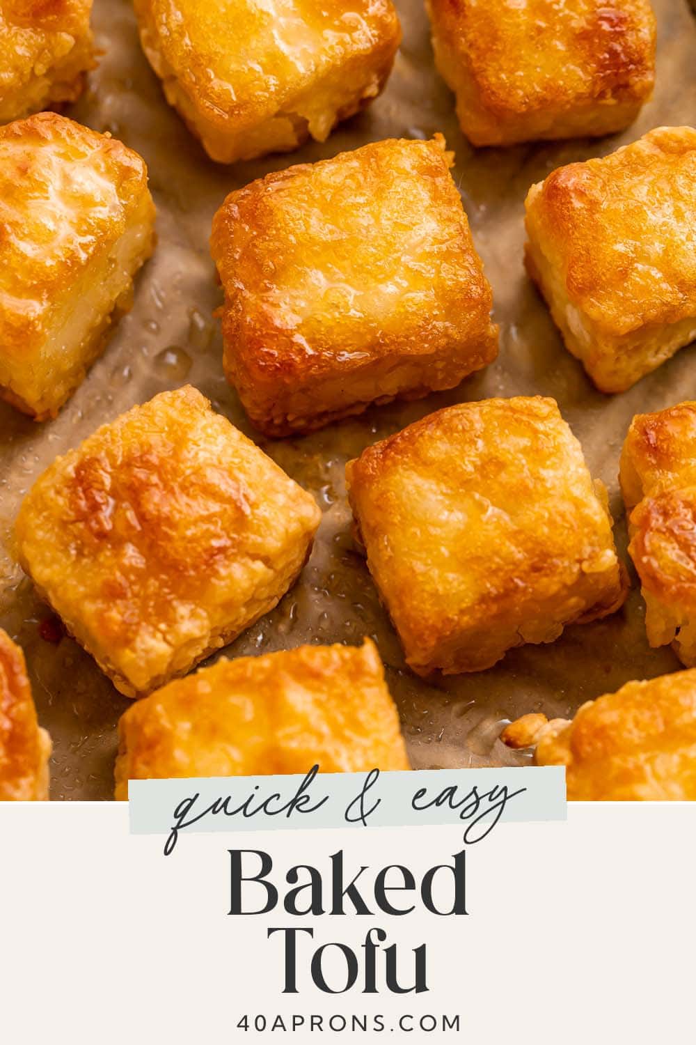 Pin graphic for crispy baked tofu.