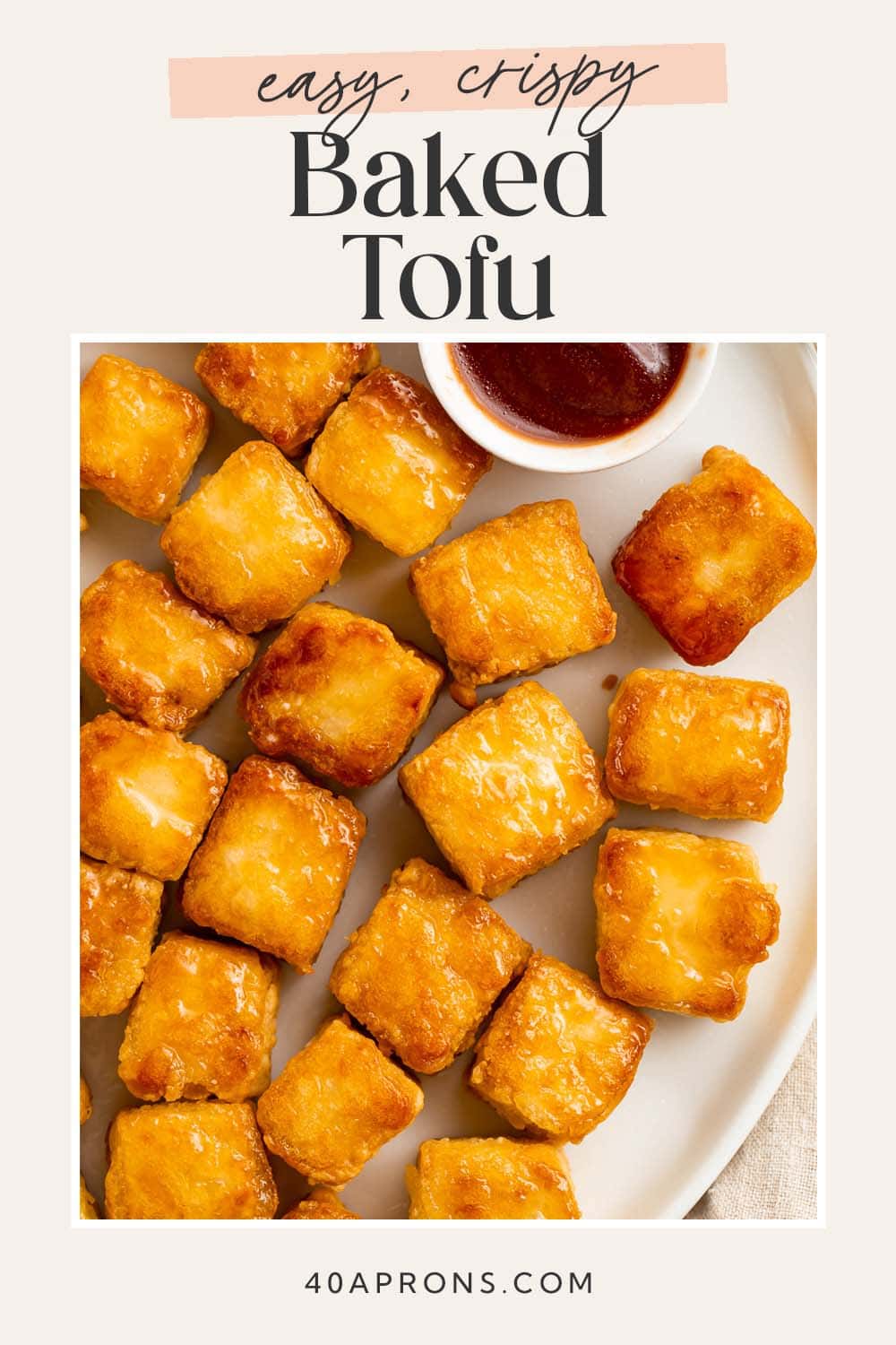 Pin graphic for crispy baked tofu.