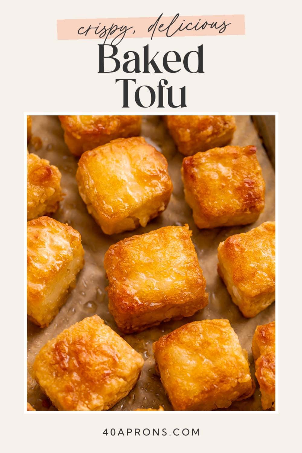 Pin graphic for crispy baked tofu.