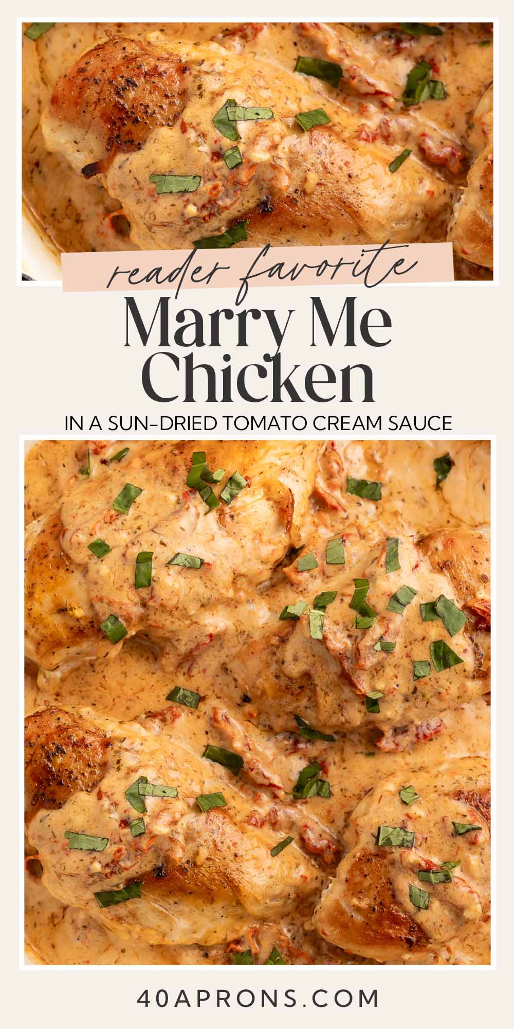 Pin graphic for marry me chicken.