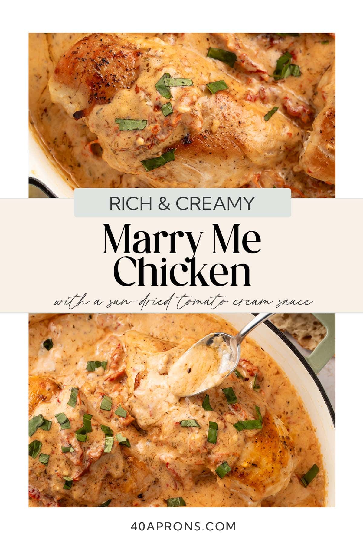 Pin graphic for marry me chicken.