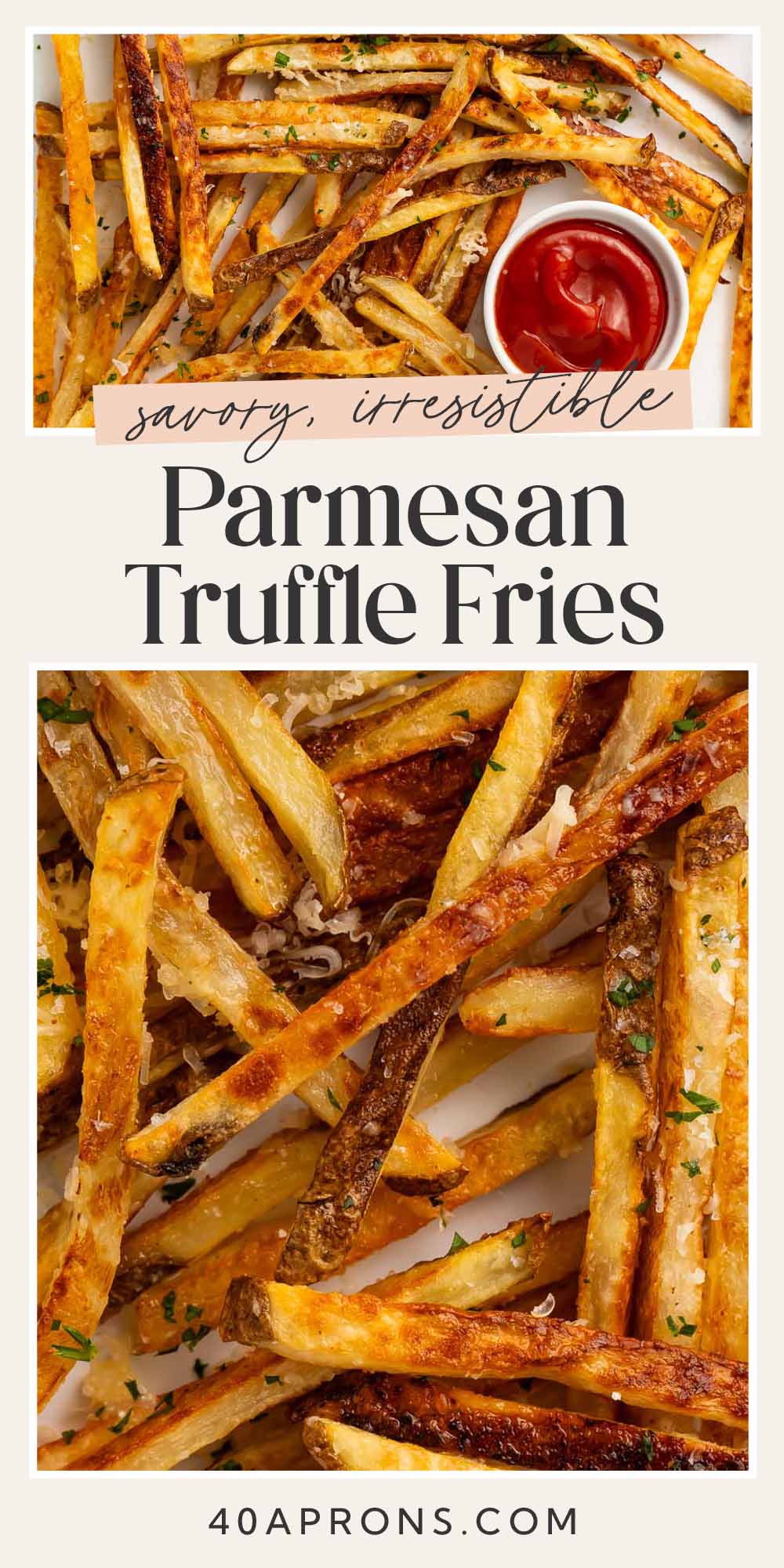 Pin graphic for parmesan truffle fries.