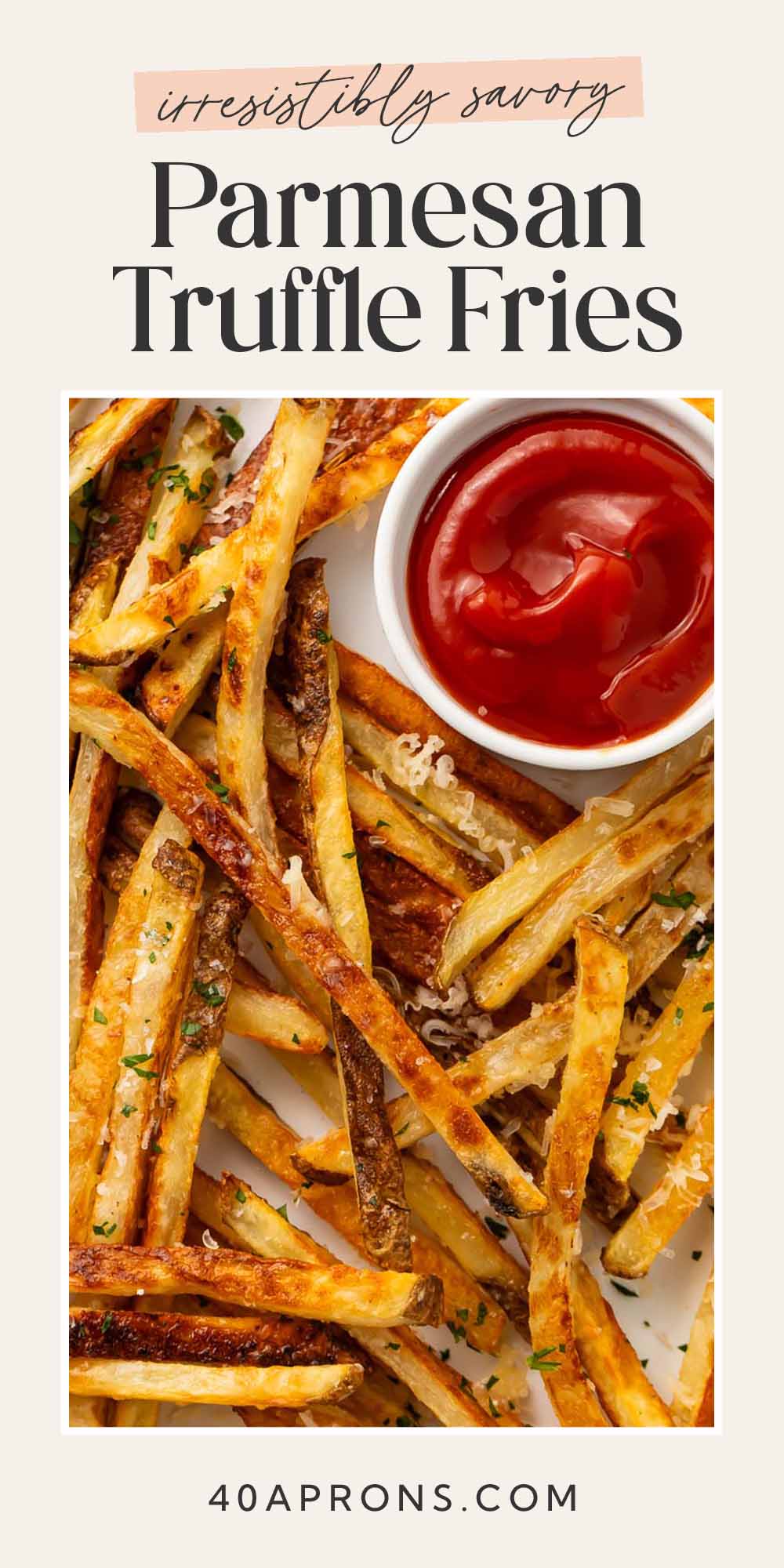 Pin graphic for parmesan truffle fries.